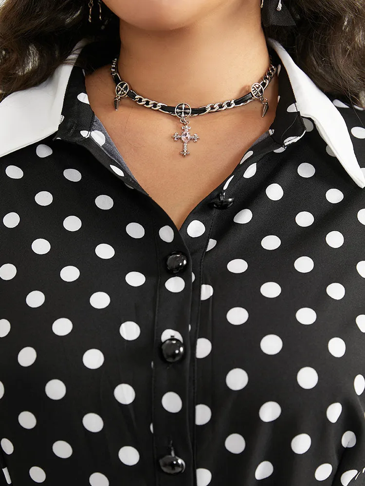 Halloween Polka Dot Shirt Collar Button Up Belted Dress sold by Bloomchic product image thumbnail 5