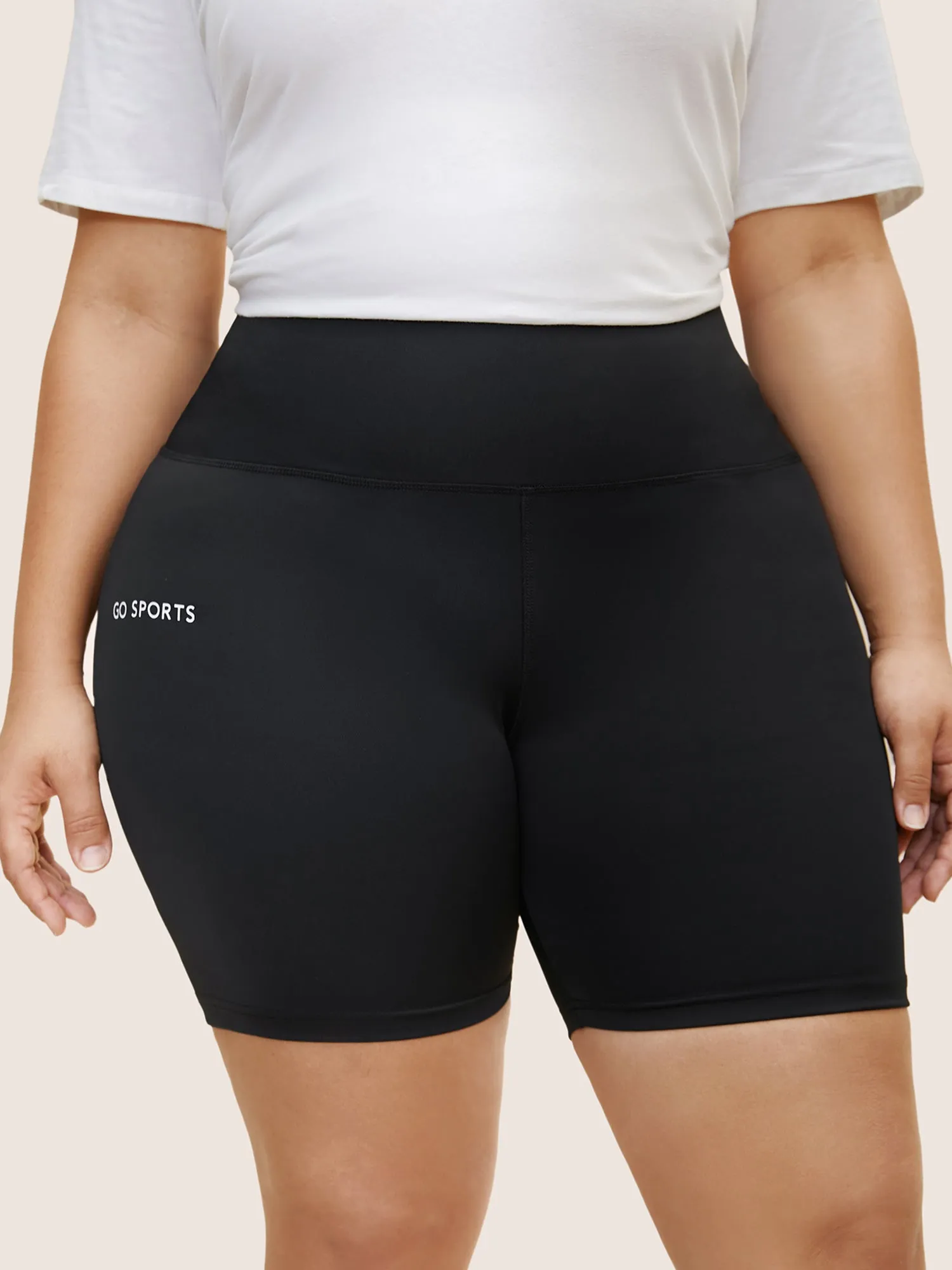 Letter Print Wideband Waist High Rise Pants sold by Bloomchic