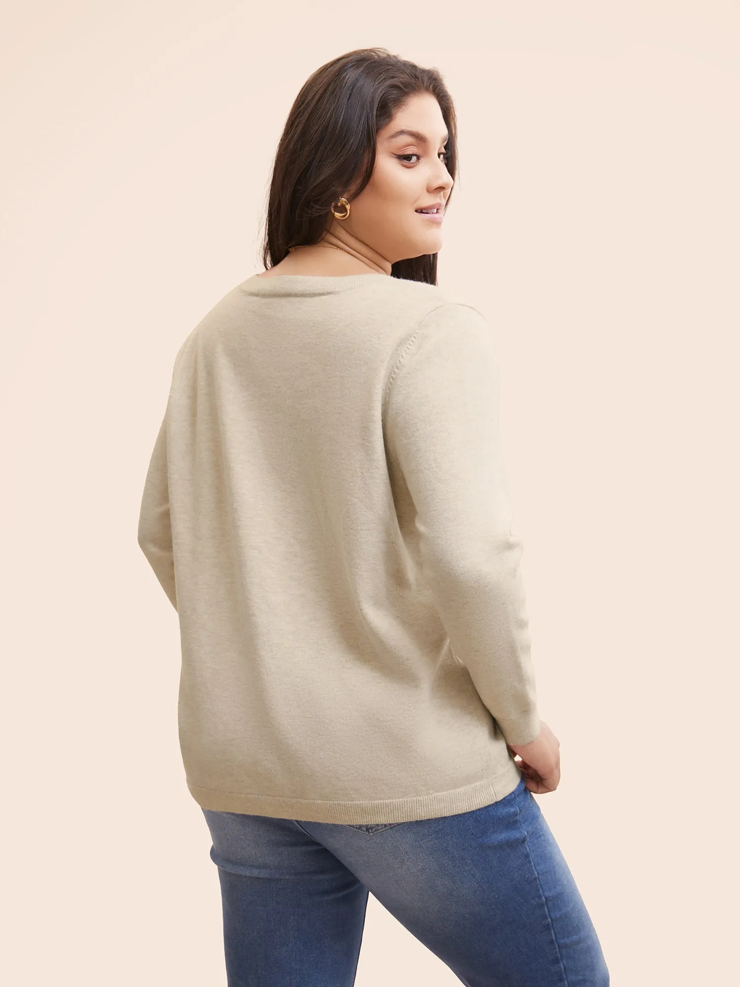 Solid V Neck Wool Blend Pullover sold by Bloomchic product image thumbnail 2