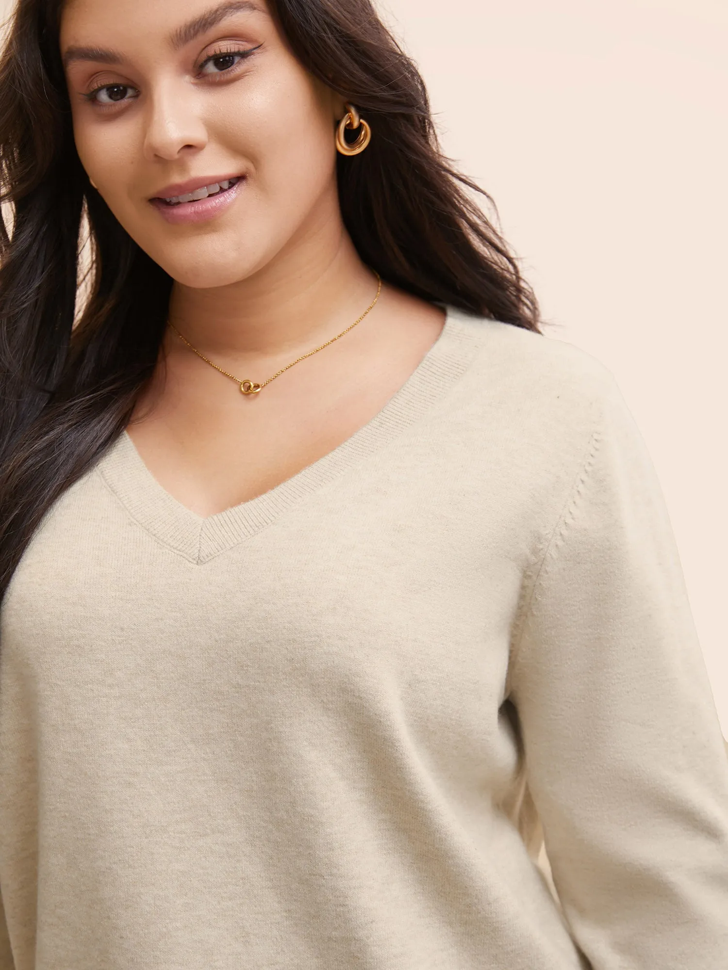 Solid V Neck Wool Blend Pullover sold by Bloomchic product image thumbnail 5