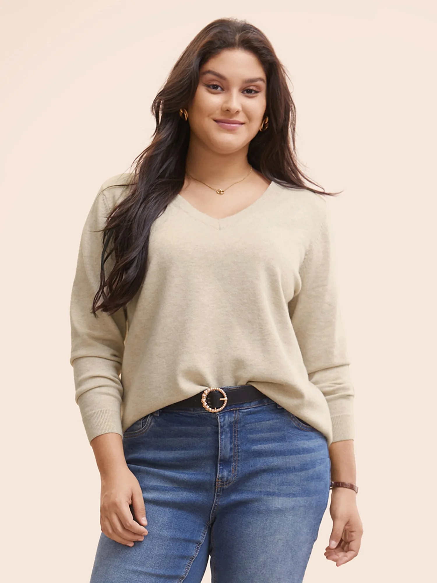 Solid V Neck Wool Blend Pullover sold by Bloomchic product image thumbnail 4