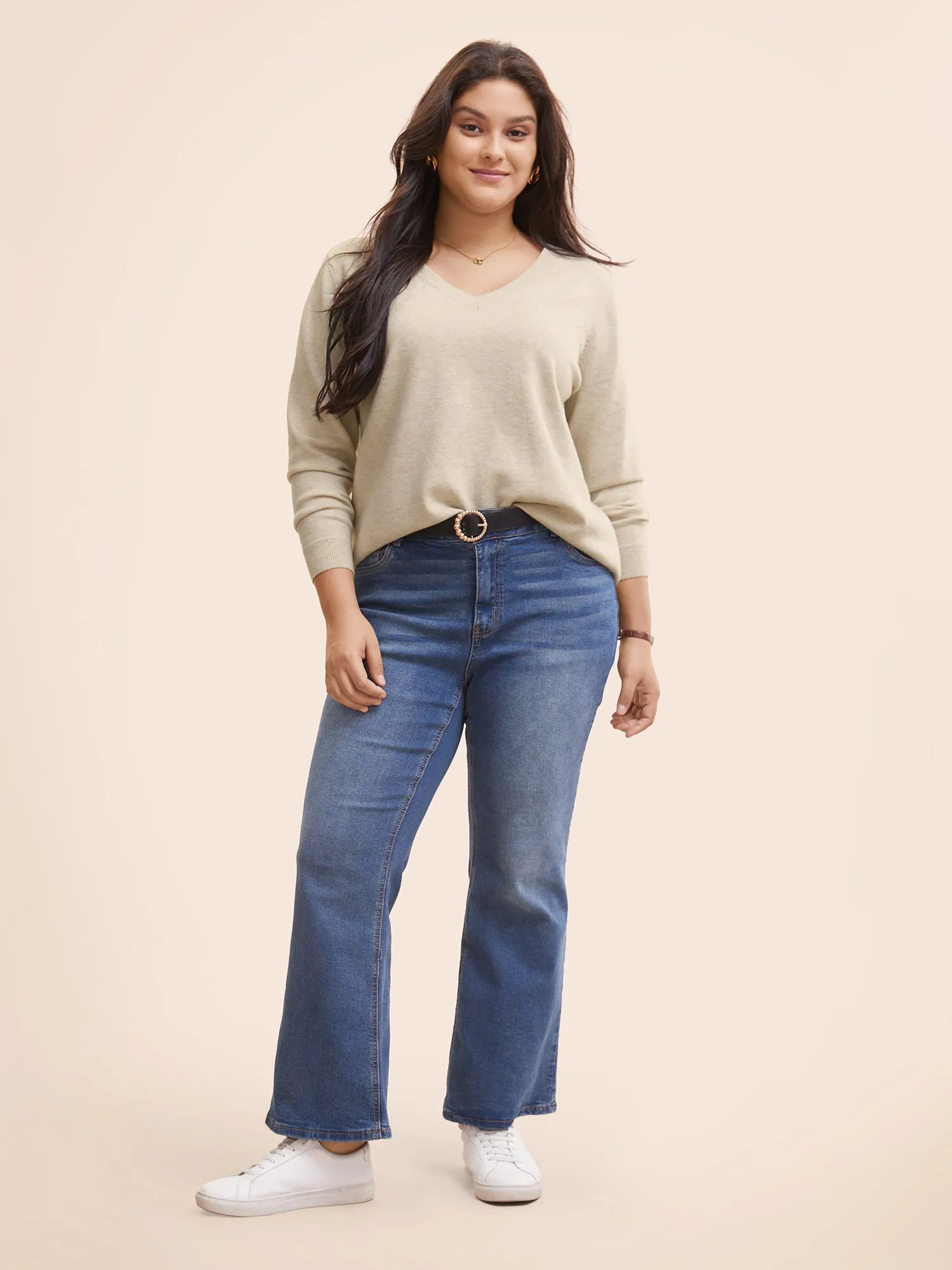 Solid V Neck Wool Blend Pullover sold by Bloomchic product image thumbnail 3