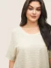 Solid Textured Crew Neck Batwing Sleeve T-shirt sold by Bloomchic