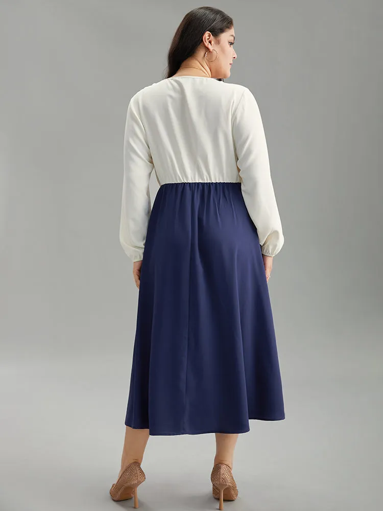 Static-Free Contrast Button Detail Pocket Dress sold by Bloomchic product image thumbnail 2