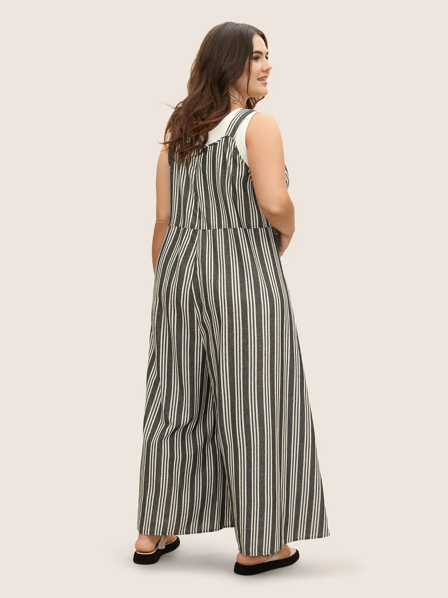 Cotton Striped Patched Pocket Loose Jumpsuit sold by Bloomchic product image thumbnail 4