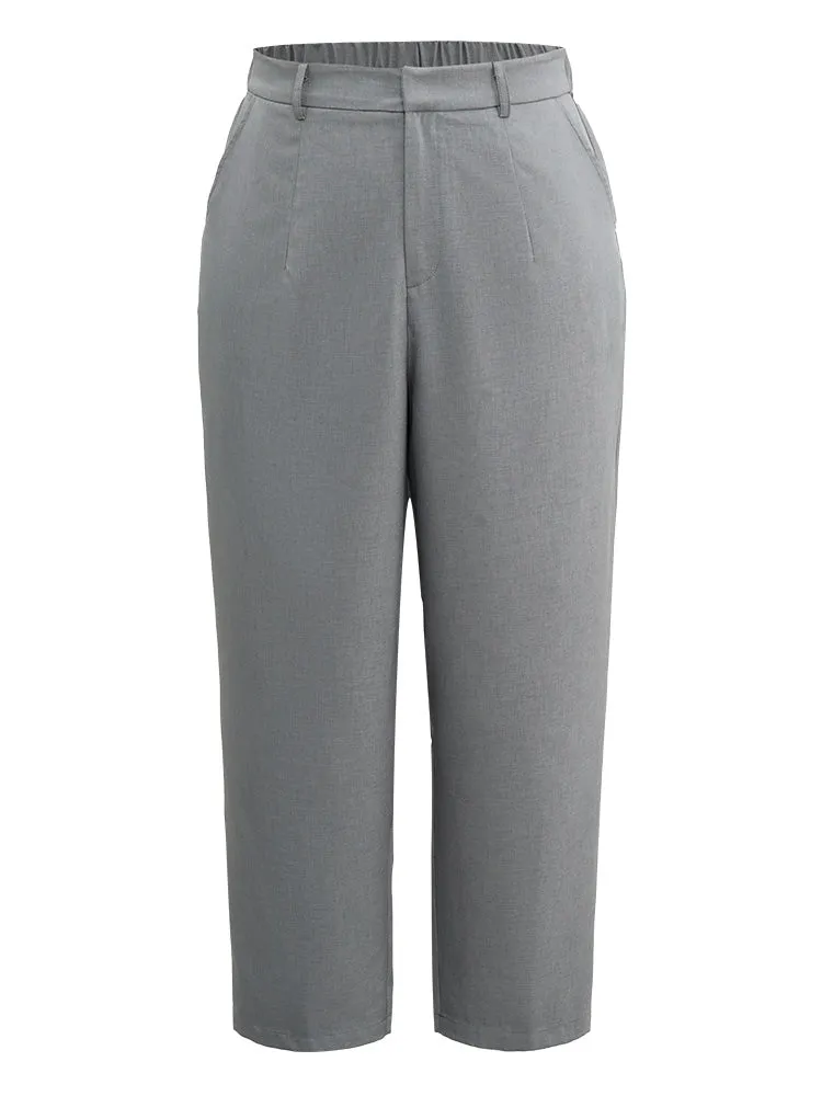 Plain Heather Texture Elastic Waist Pocket Pants sold by Bloomchic product image thumbnail 5
