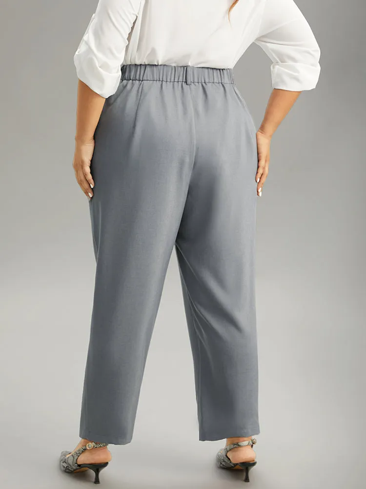 Plain Heather Texture Elastic Waist Pocket Pants sold by Bloomchic product image thumbnail 2
