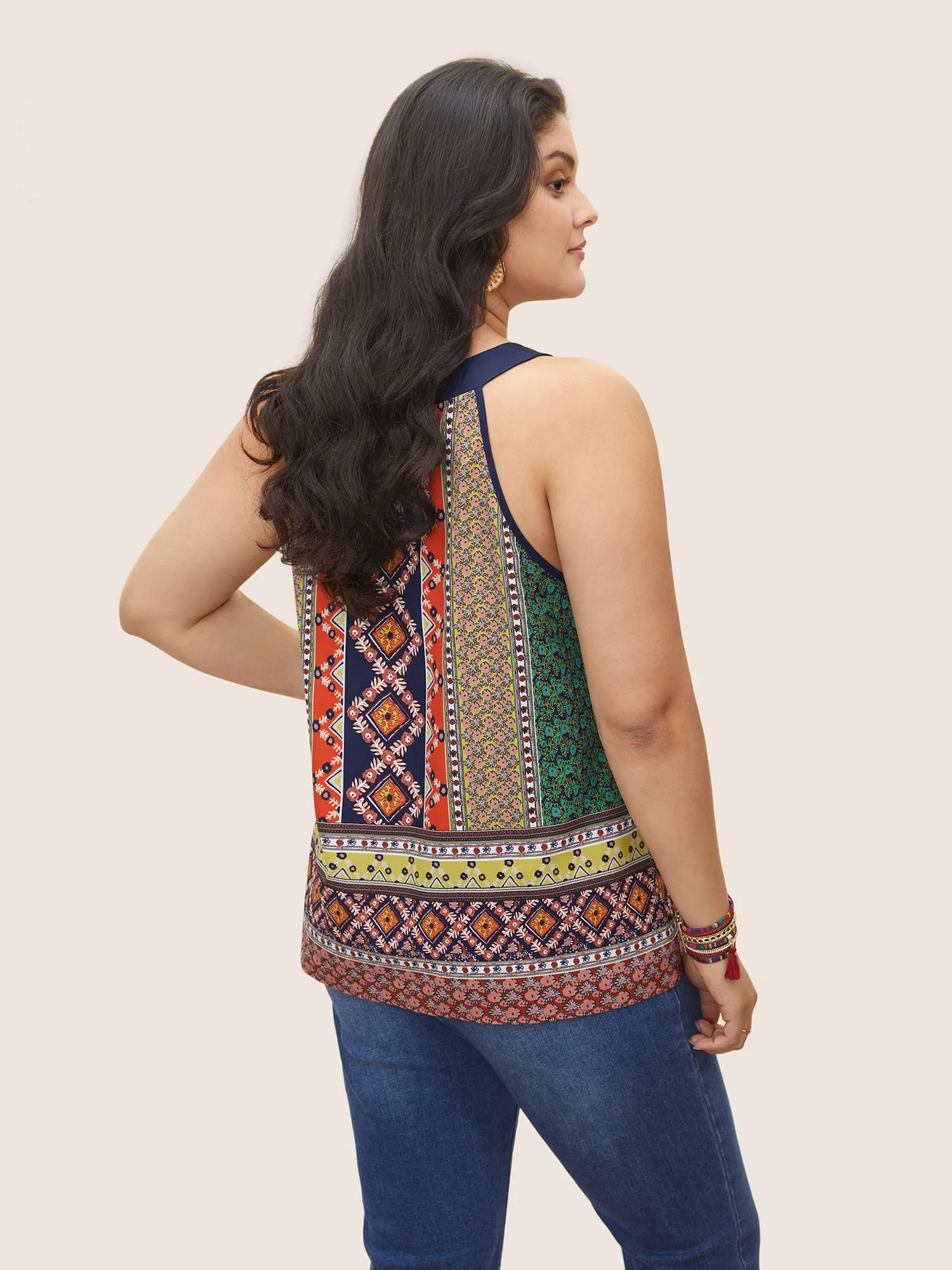 Geometric Boho Print V Neck Tank Top sold by Bloomchic product image thumbnail 3
