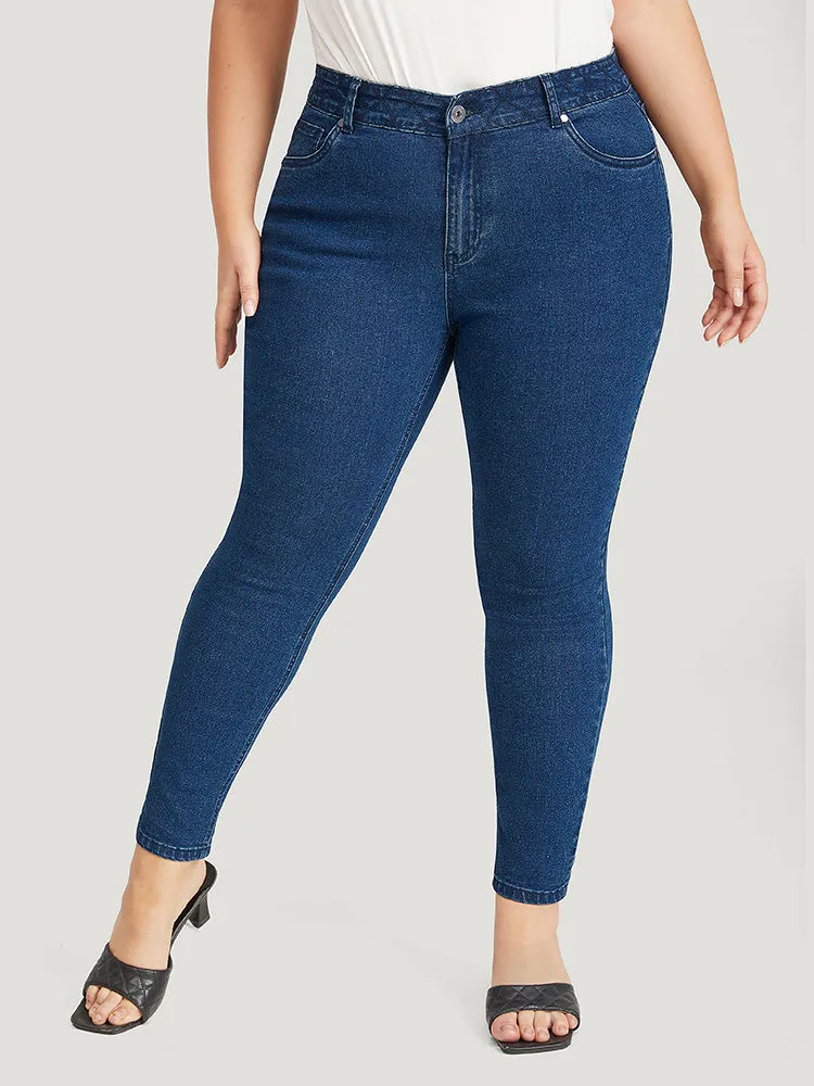 Plain Very Stretchy Quilted Pocket Dark Wash Jeans sold by Bloomchic product image thumbnail 5