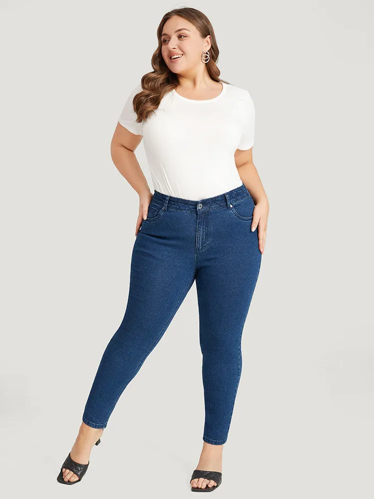 Plain Very Stretchy Quilted Pocket Dark Wash Jeans sold by Bloomchic product image thumbnail 4