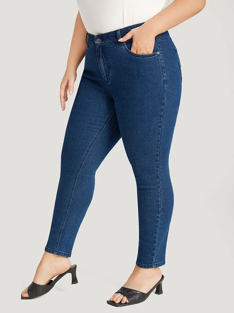 Plain Very Stretchy Quilted Pocket Dark Wash Jeans sold by Bloomchic product image thumbnail 3