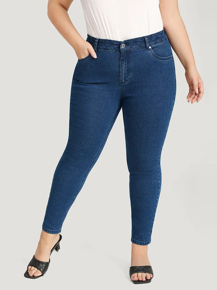 Plain Very Stretchy Quilted Pocket Dark Wash Jeans sold by Bloomchic