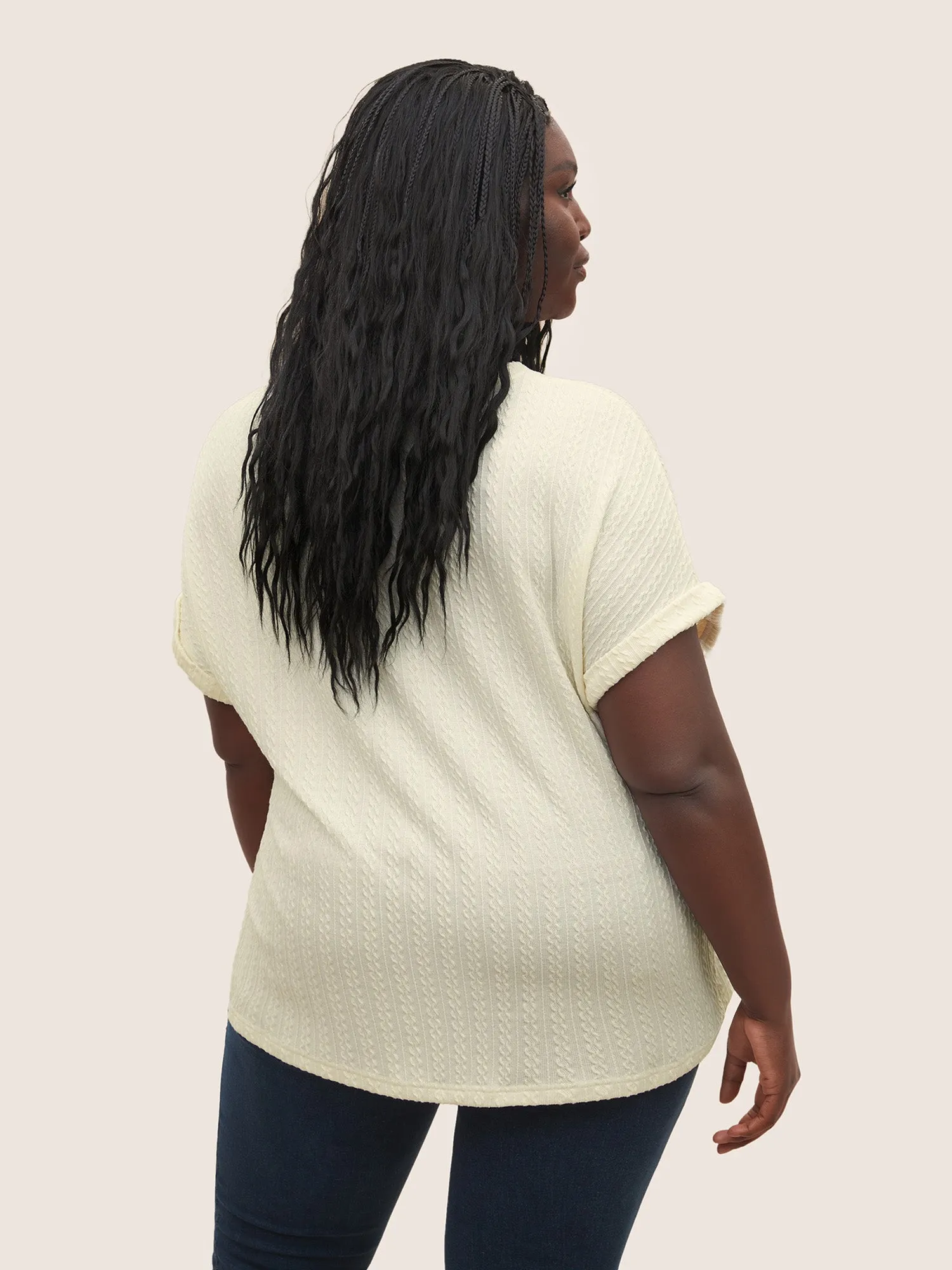 Plisse Dolman Sleeve Button Up T-shirt sold by Bloomchic product image thumbnail 2