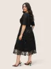 Sequin Mesh Patchwork Square Neck Elastic Waist Dress sold by Bloomchic