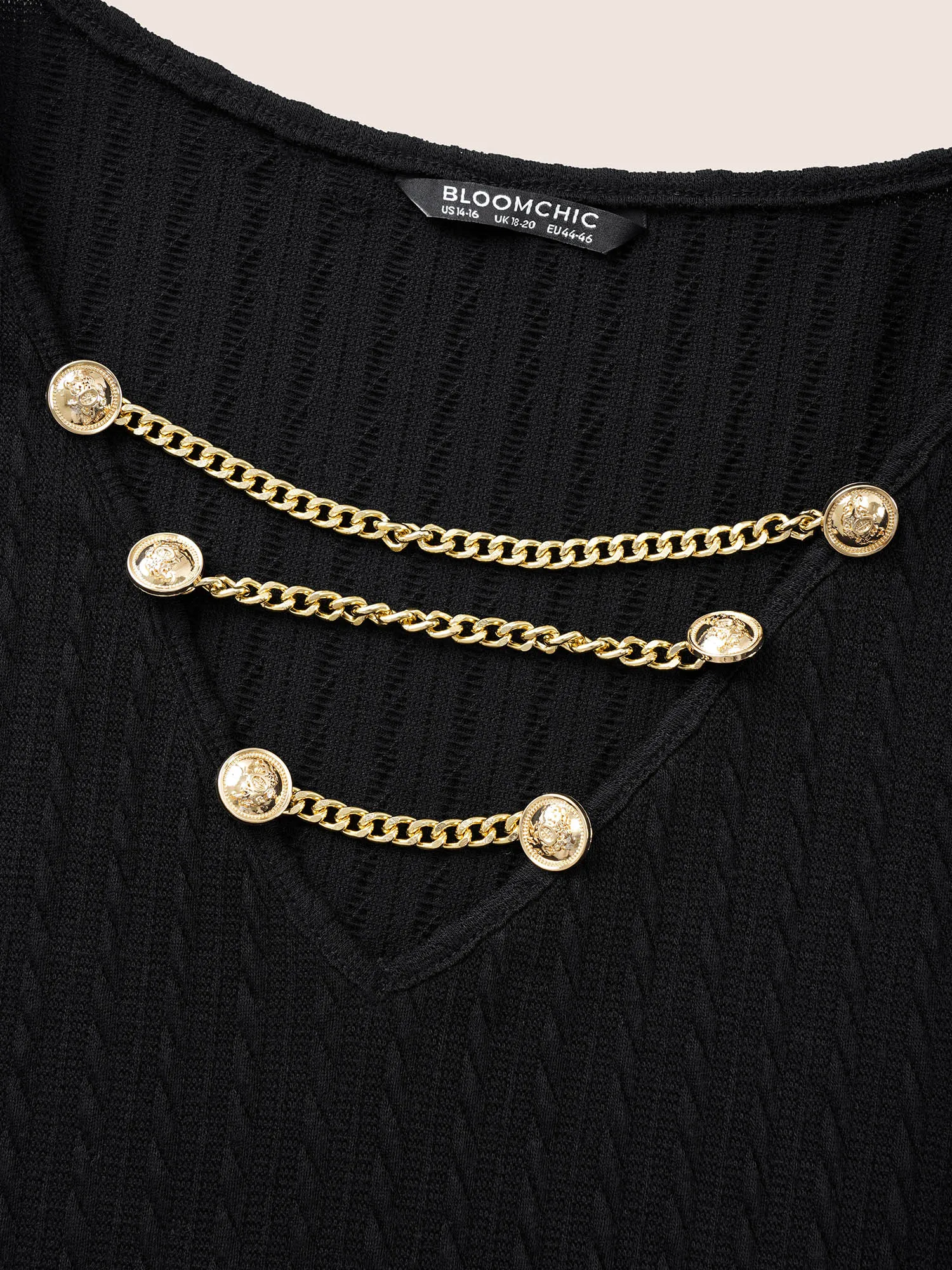 Plain Textured Metal Chain Detail T-shirt sold by Bloomchic product image thumbnail 5