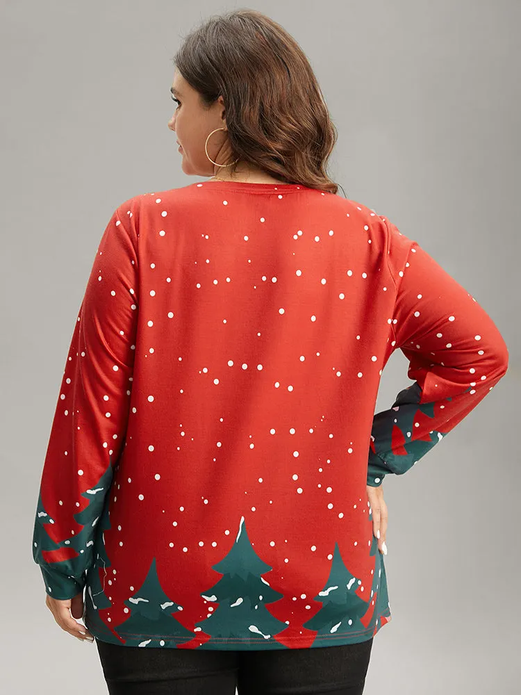 Christmas Trees Snowflake Round Neck Sweatshirt sold by Bloomchic product image thumbnail 3