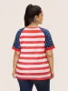 Star Patchwork Striped Quilted Raglan Sleeve T-shirt sold by Bloomchic