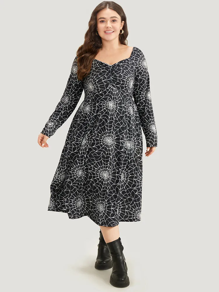 Halloween Spider Web Pocket Square Neck Dress sold by Bloomchic product image thumbnail 3