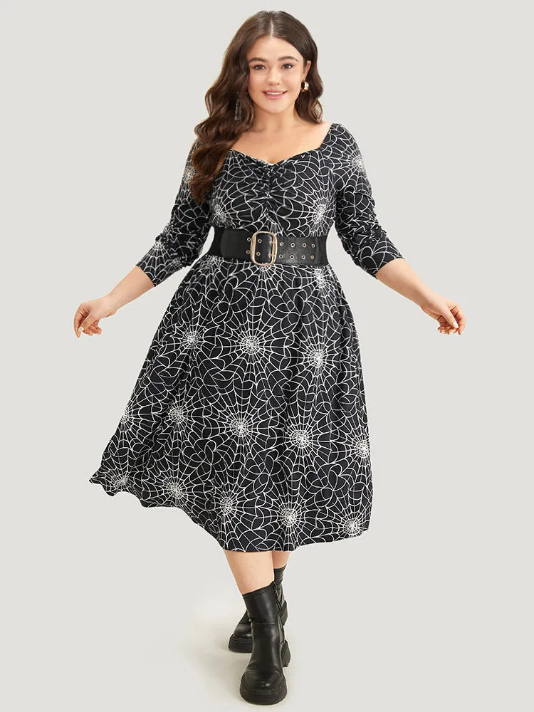 Halloween Spider Web Pocket Square Neck Dress sold by Bloomchic product image thumbnail 2