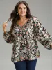 Paisley Lantern Sleeve Gathered Blouse sold by Bloomchic