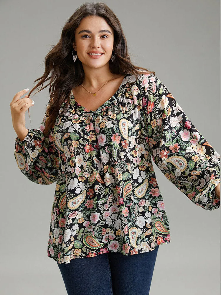 Paisley Lantern Sleeve Gathered Blouse sold by Bloomchic product image thumbnail 2