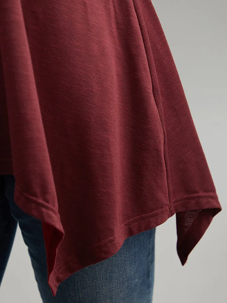 Solid Crochet Lace Mesh Hanky Hem T-shirt sold by Bloomchic product image thumbnail 5