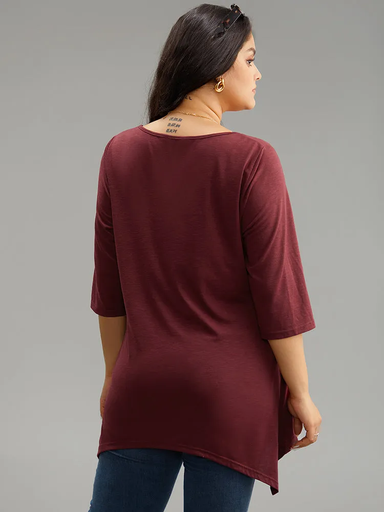 Solid Crochet Lace Mesh Hanky Hem T-shirt sold by Bloomchic product image thumbnail 2