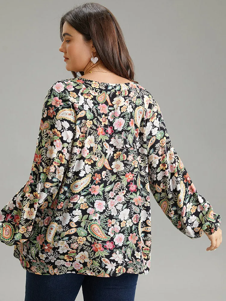 Paisley Lantern Sleeve Gathered Blouse sold by Bloomchic product image thumbnail 3