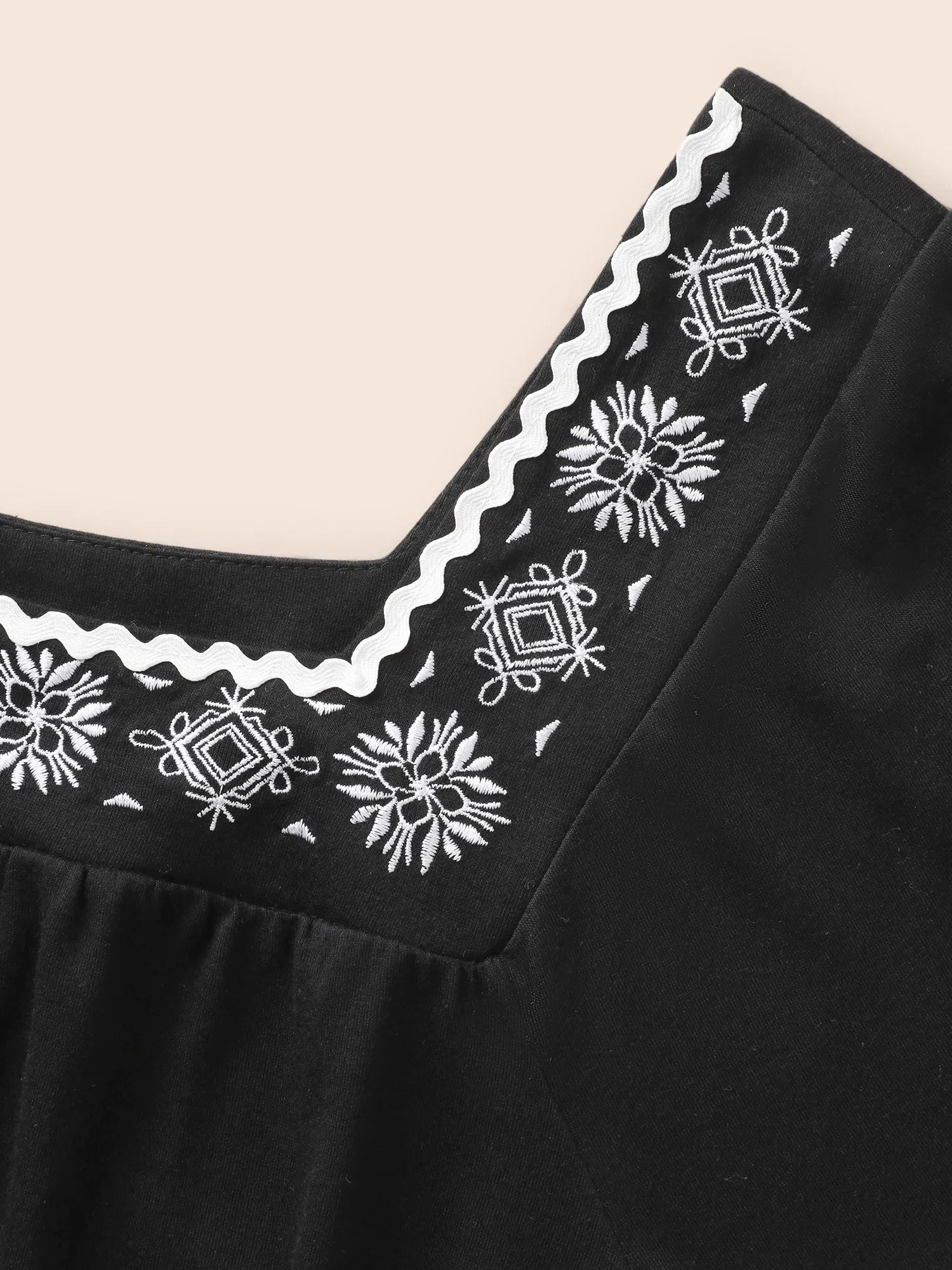 Square Neck Floral Embroidered T-shirt sold by Bloomchic product image thumbnail 5