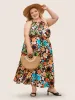 Floral Printed Patchwork Side Seam Pocket Dress sold by Bloomchic