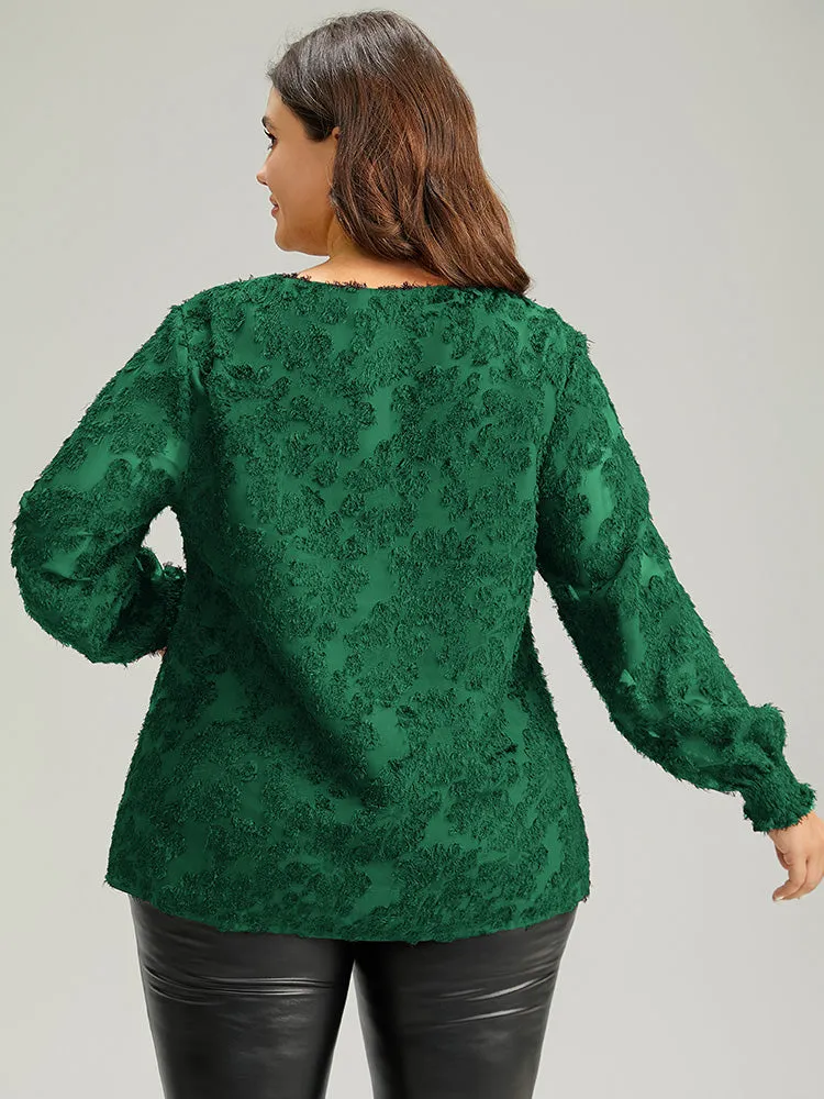 Plain Appliques Mesh V Neck Shirred Blouse sold by Bloomchic product image thumbnail 4