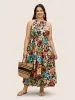 Floral Printed Patchwork Side Seam Pocket Dress sold by Bloomchic