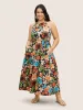 Floral Printed Patchwork Side Seam Pocket Dress sold by Bloomchic