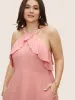 Plain Ruffle Trim Pocket Adjustable Straps Dress sold by Bloomchic