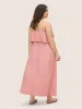 Plain Ruffle Trim Pocket Adjustable Straps Dress sold by Bloomchic
