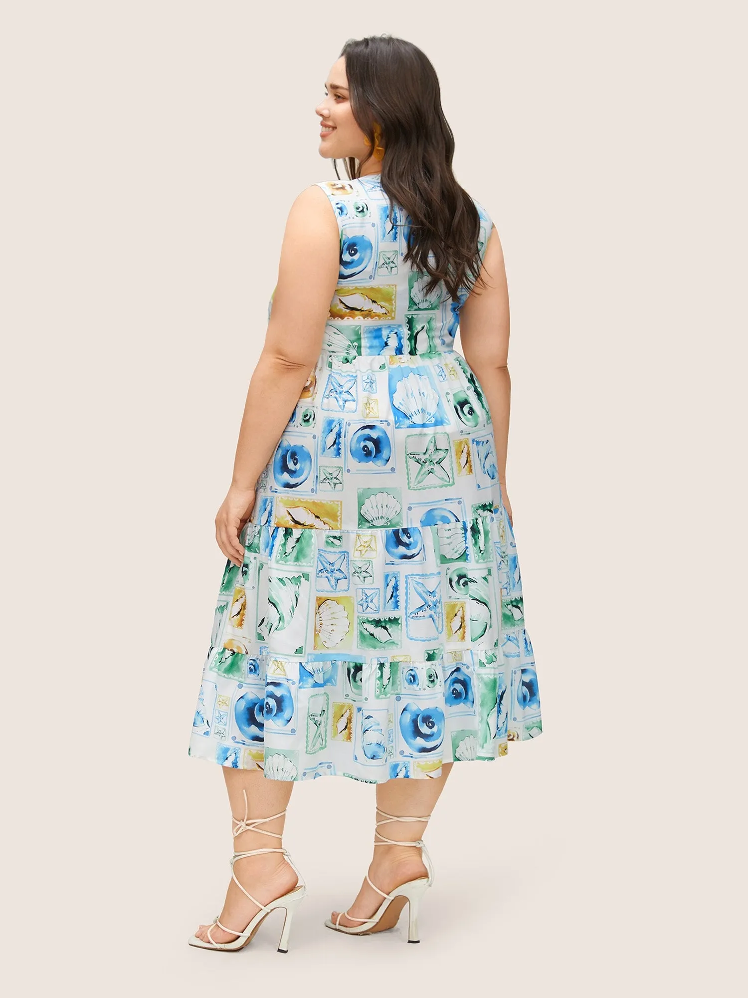 Shell Notched Ruffle Layered Hem Tank Dress sold by Bloomchic product image thumbnail 3