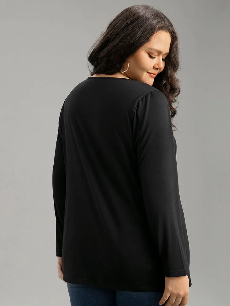 Plain Cut Out Long Sleeve T-shirt sold by Bloomchic product image thumbnail 5