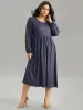 Geometric Elastic Waist Pocket Gathered Dress sold by Bloomchic