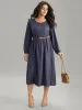 Geometric Elastic Waist Pocket Gathered Dress sold by Bloomchic