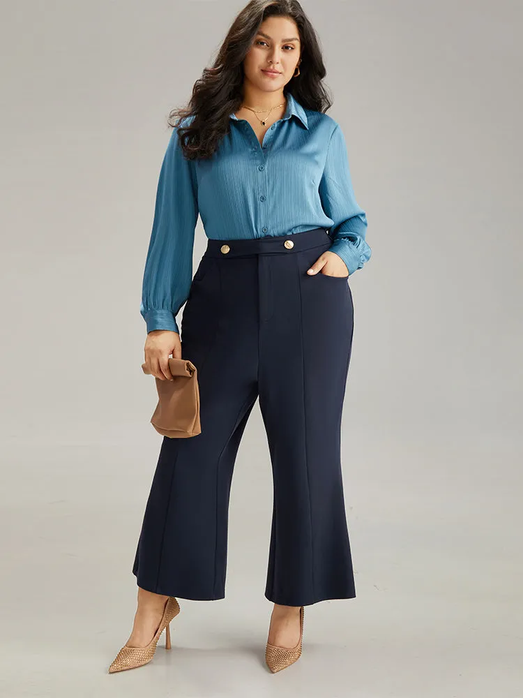 Solid Metal Detail Pocket Flare Leg Pants sold by Bloomchic product image thumbnail 4