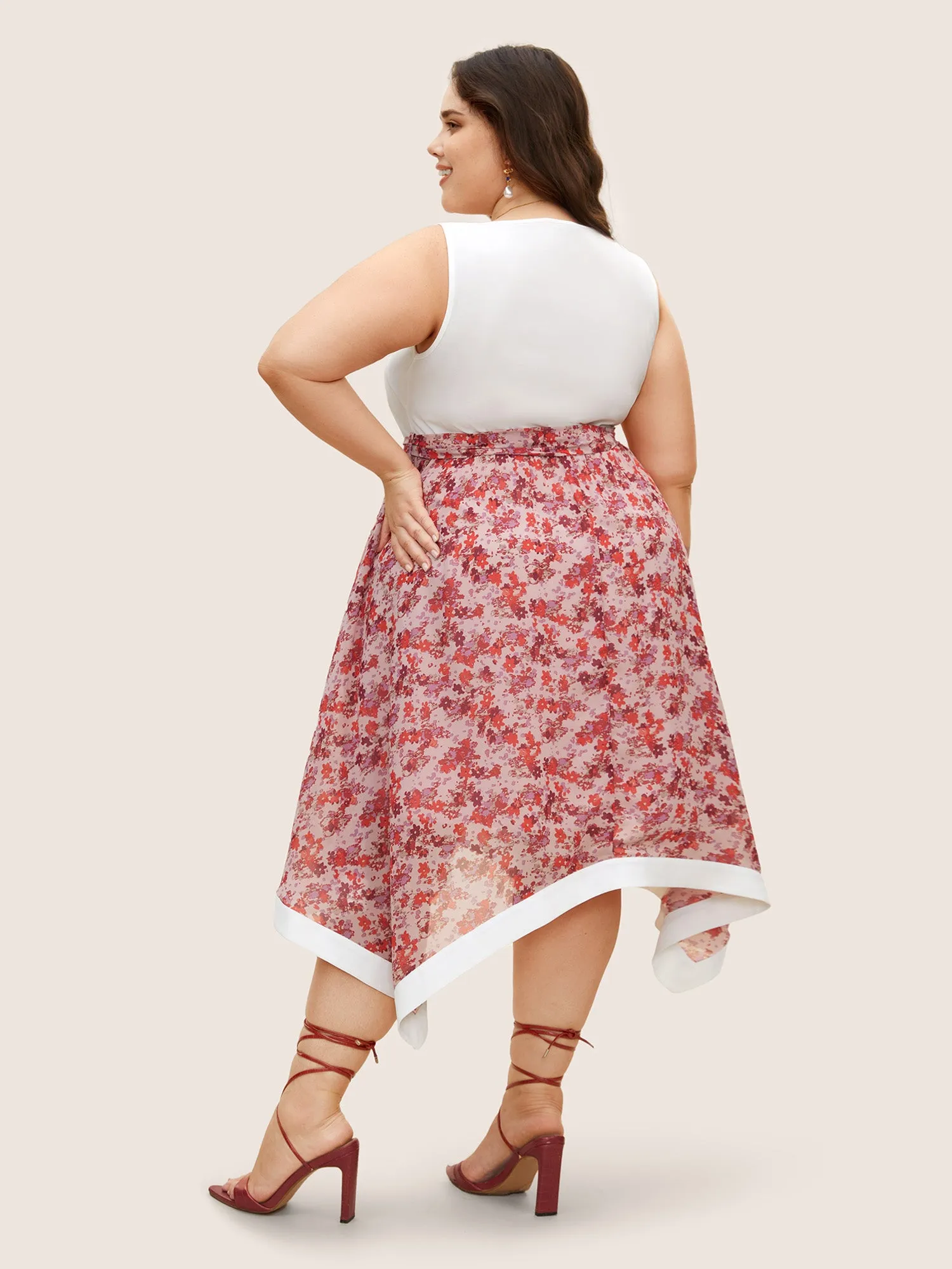 Ditsy Floral Patchwork Hanky Hem Midi Dress sold by Bloomchic product image thumbnail 3