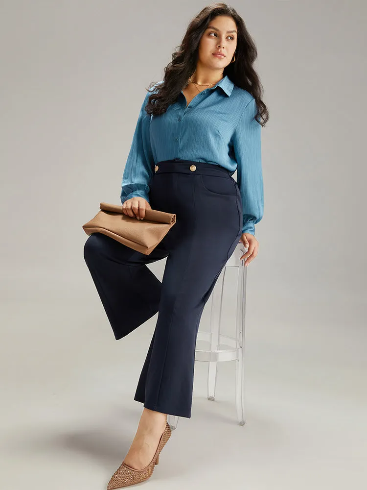 Solid Metal Detail Pocket Flare Leg Pants sold by Bloomchic product image thumbnail 5