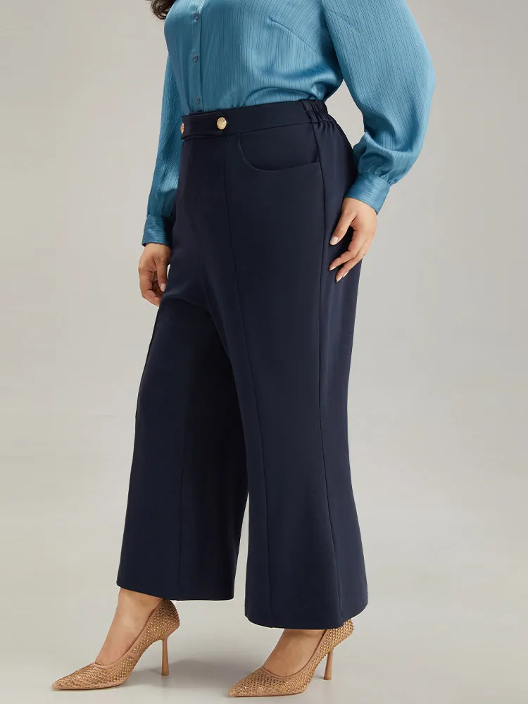 Solid Metal Detail Pocket Flare Leg Pants sold by Bloomchic product image thumbnail 3