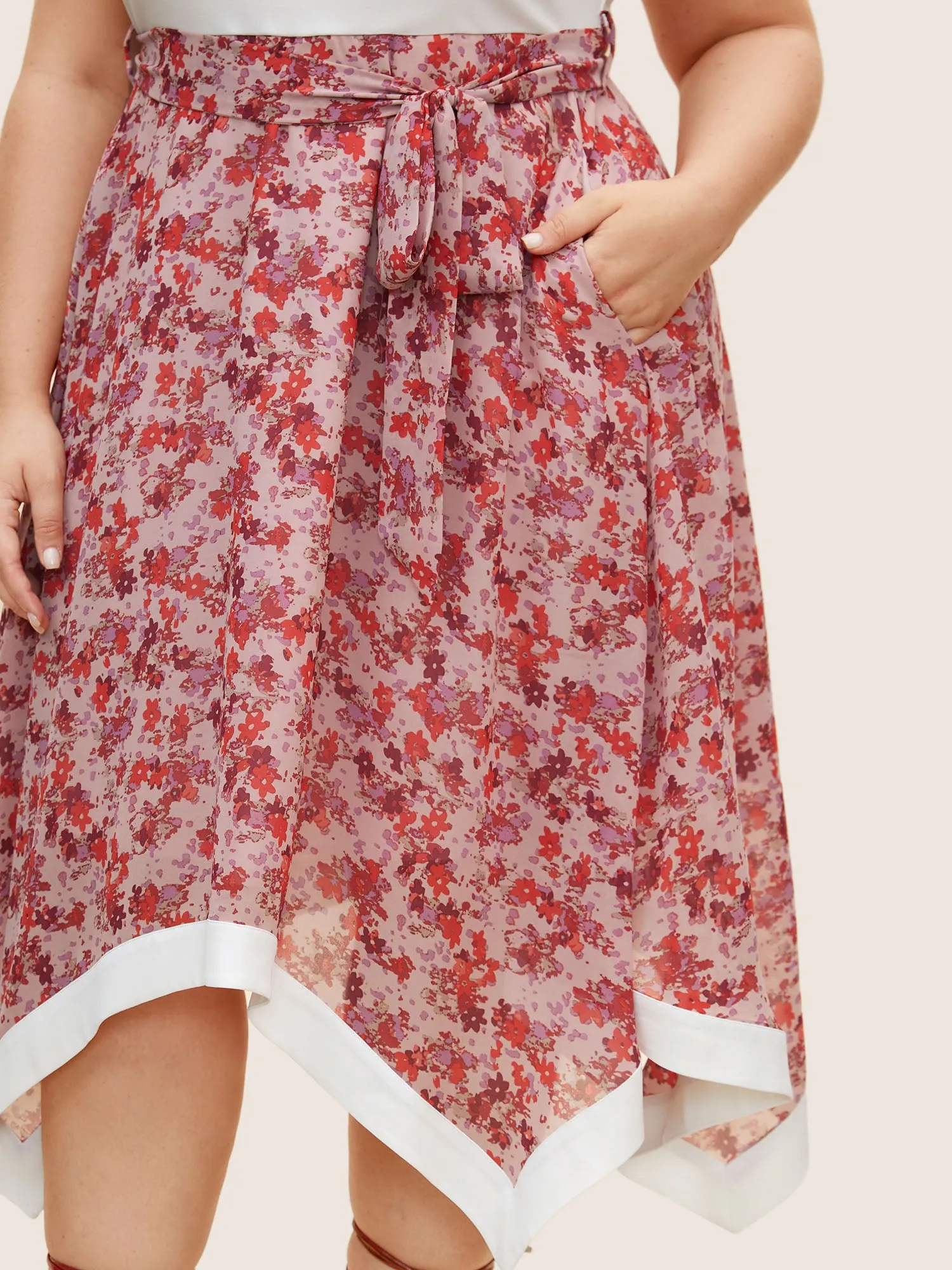 Ditsy Floral Patchwork Hanky Hem Midi Dress sold by Bloomchic product image thumbnail 4