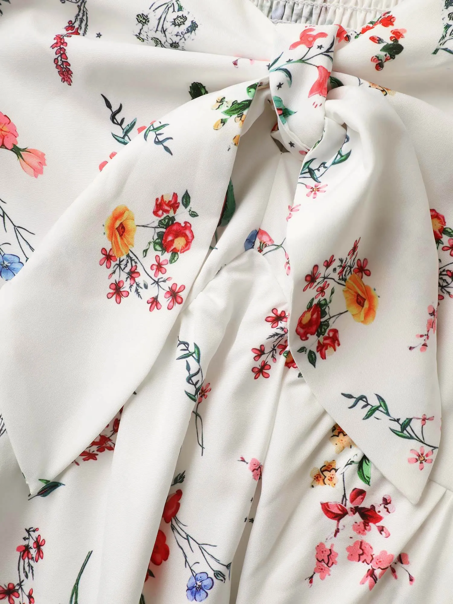 Heart Neckline Floral Print Tie Knot Dress sold by Bloomchic product image thumbnail 5