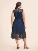Lace Panel Elastic Waist Sleeveless Dress sold by Bloomchic
