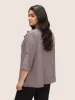 Gingham Ruffle Trim Tab Sleeve Blouse sold by Bloomchic