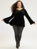 Halloween Solid Pearl Beaded Hooded Bell Sleeve T-shirt sold by Bloomchic