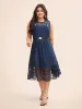 Lace Panel Elastic Waist Sleeveless Dress sold by Bloomchic