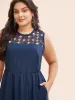 Lace Panel Elastic Waist Sleeveless Dress sold by Bloomchic